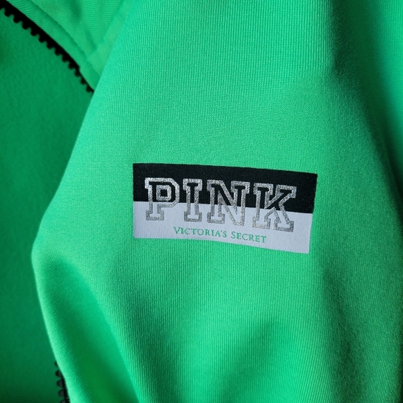 VICTORIA'S SECRET Pink Ultimate Deep Zip Sweatshirt Green S/P 3/4 Zip Logo PINK - Picture 8 of 9